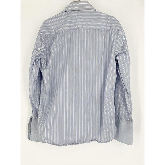 Bugatchi Uomo Button Down Shirt Mens 15 1/2 Med Blue Striped Casual Designer - Picture 2 of 11